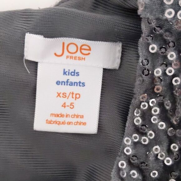Girls Joe Fresh Silver Sparkle Holiday Sequins Skater Line Dress Size XS/TP 4-5 - Picture 3 of 5